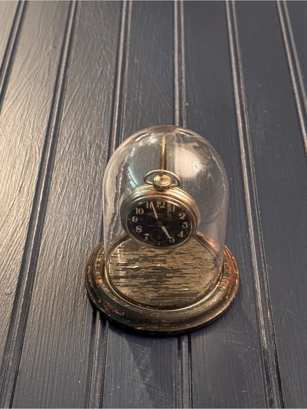 Vintage Pocket Watch & Glass Cloche | 25-Year Service Presentation
